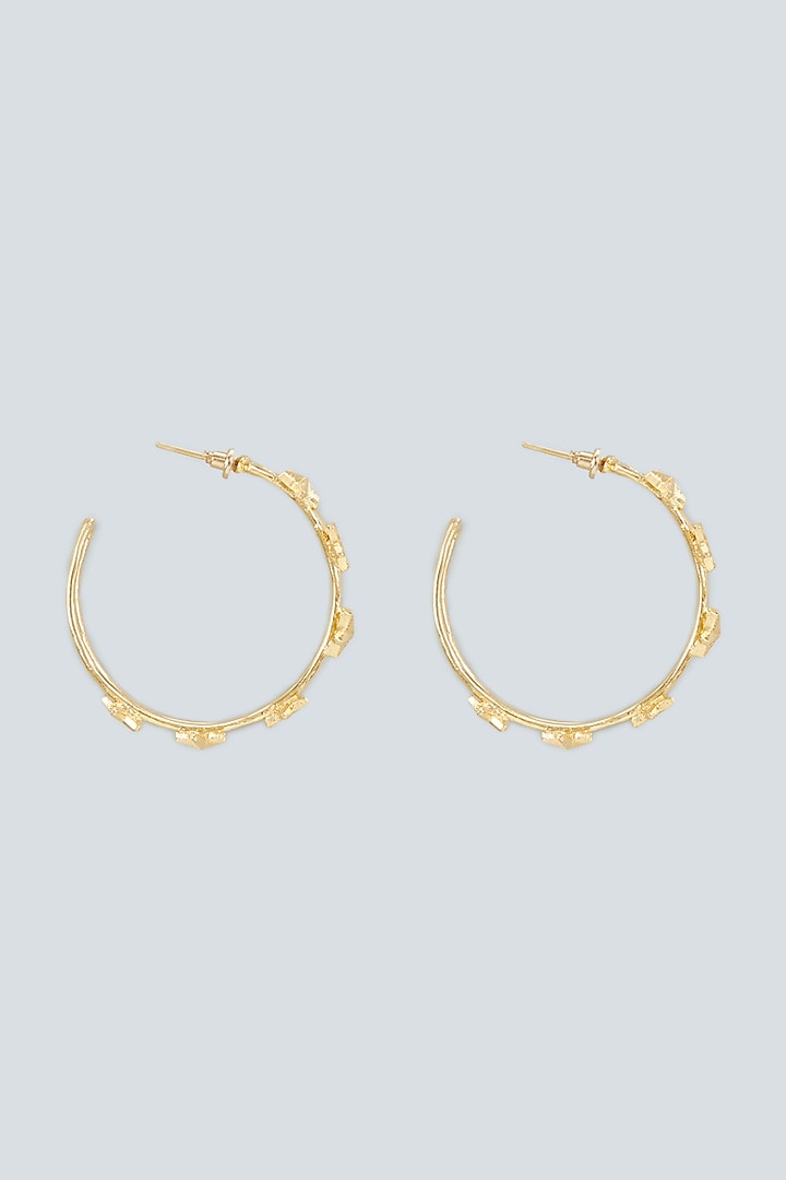 Gold Plated Handcrafted Star Hoop Earrings by Hermosa By Srishti Bajaj at Pernia's Pop Up Shop
