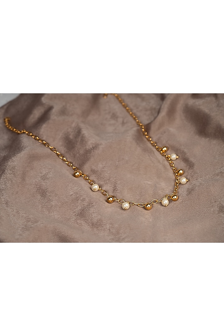 Gold Finish Pearl Choker Necklace by Hermosa By Srishti Bajaj at Pernia's Pop Up Shop