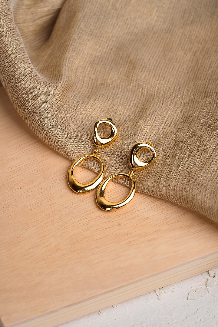 Gold Finish Brass Dangler Earrings by Hermosa By Srishti Bajaj at Pernia's Pop Up Shop