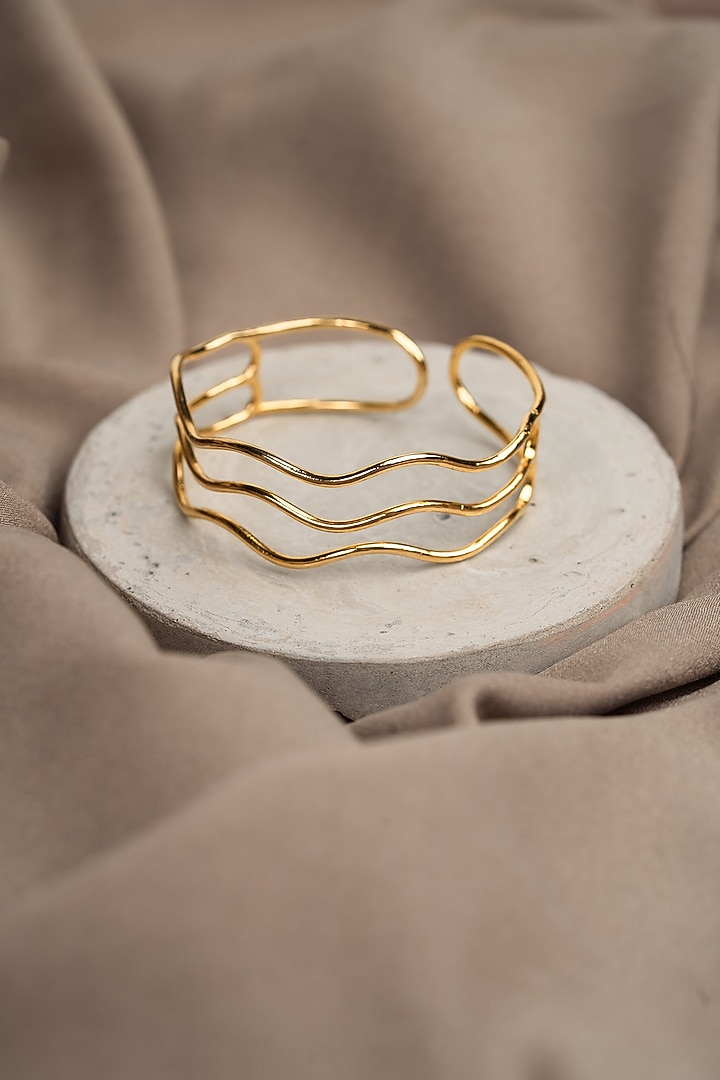 Gold Finish Handcrafted Brass Bracelet by Hermosa By Srishti Bajaj at Pernia's Pop Up Shop