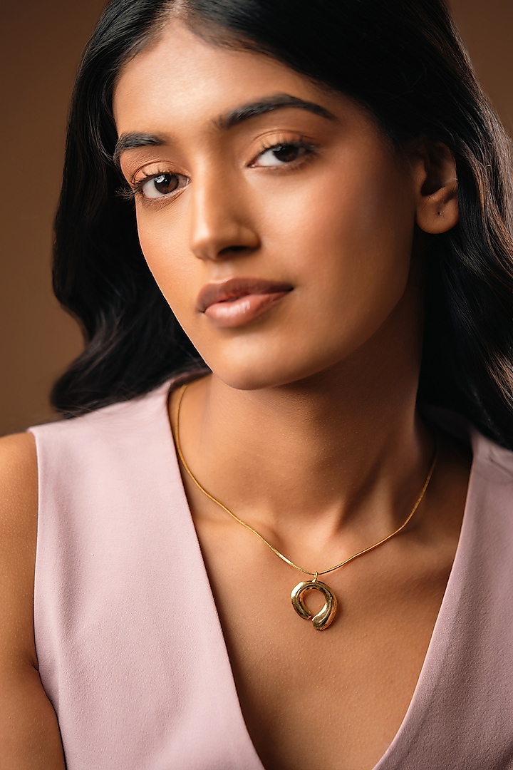 Gold Plated Handcrafted Pendant Necklace by Hermosa By Srishti Bajaj at Pernia's Pop Up Shop