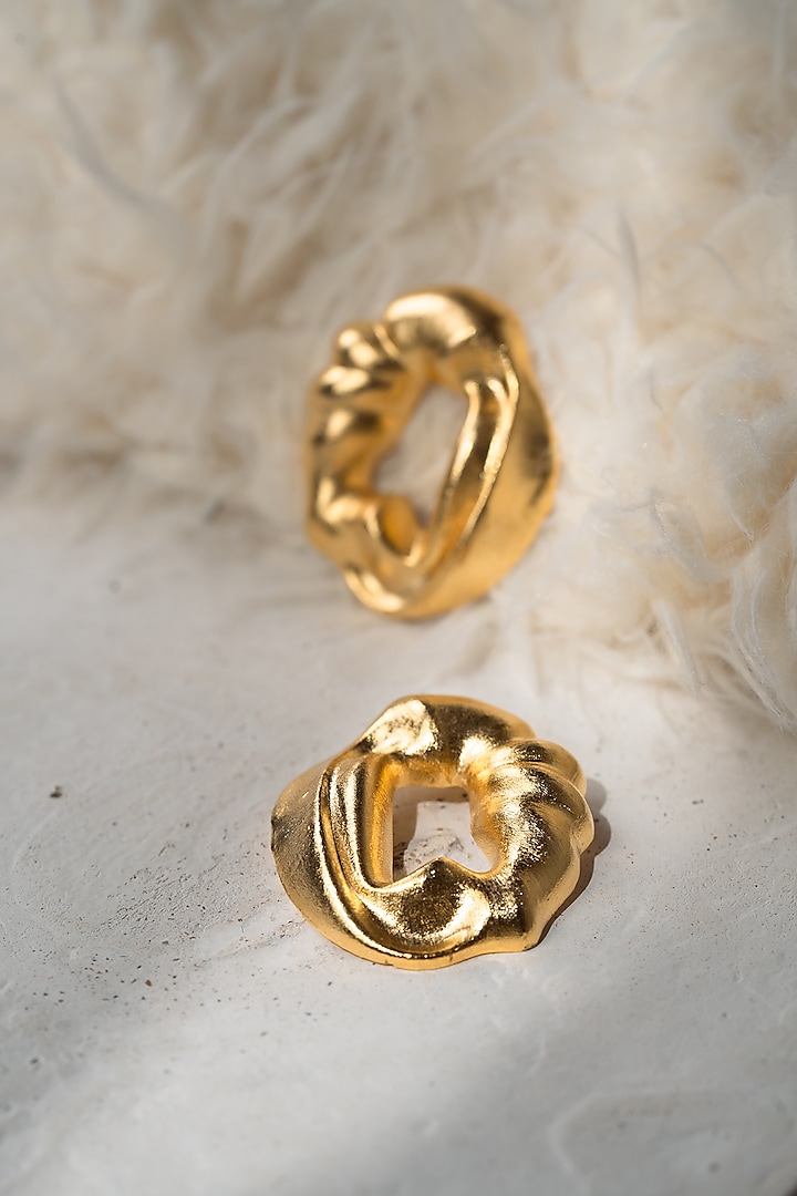 Gold Plated Brass Stud Earrings by Hermosa By Srishti Bajaj at Pernia's Pop Up Shop