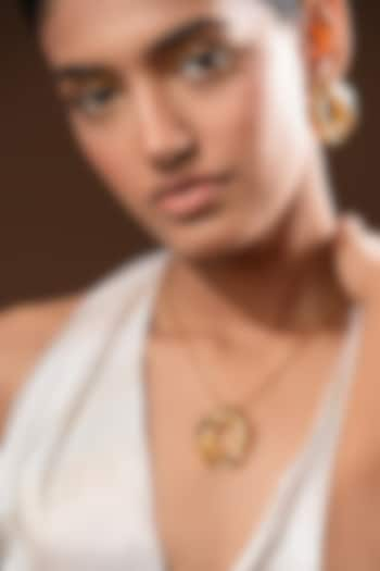 Gold Plated Handcrafted Brass Pendant Necklace by Hermosa By Srishti Bajaj at Pernia's Pop Up Shop