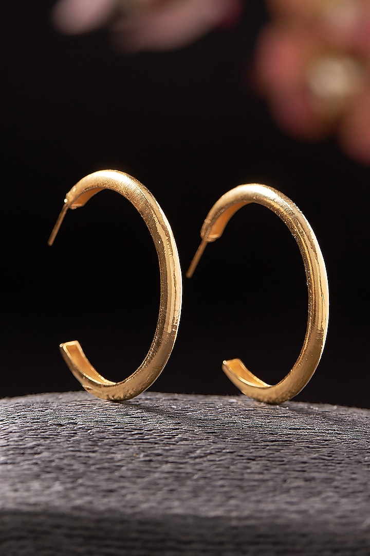 Gold Plated Hoop Earrings by Hermosa By Srishti Bajaj at Pernia's Pop Up Shop