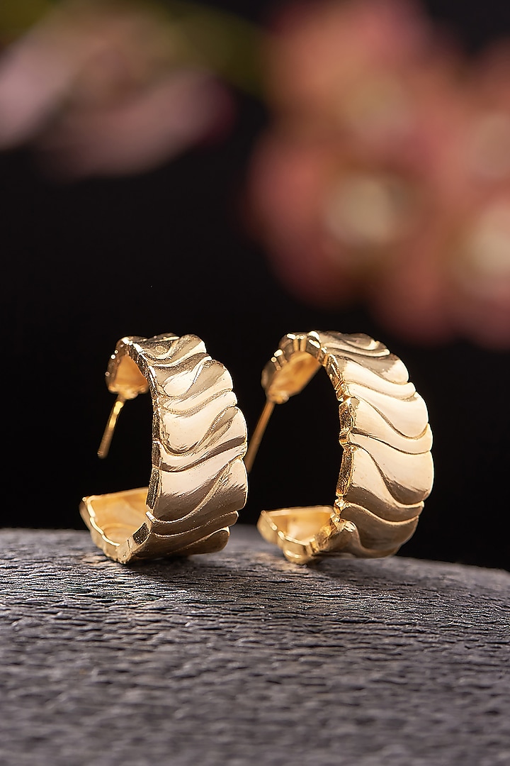 Gold Plated Mia Hoop Earrings by Hermosa By Srishti Bajaj