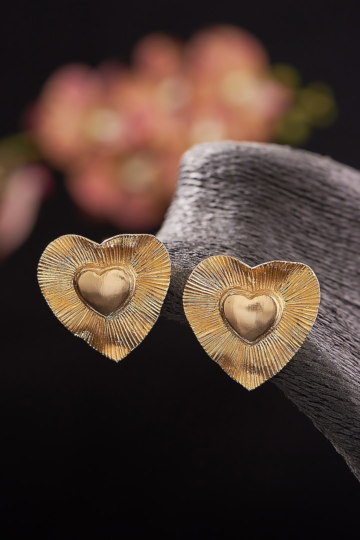 Gold Plated Nola Stud Earrings by Hermosa By Srishti Bajaj