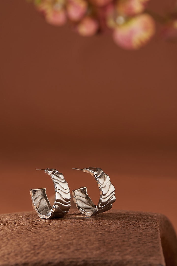 Silver Finish Mia Hoop Earrings by Hermosa By Srishti Bajaj at Pernia's Pop Up Shop