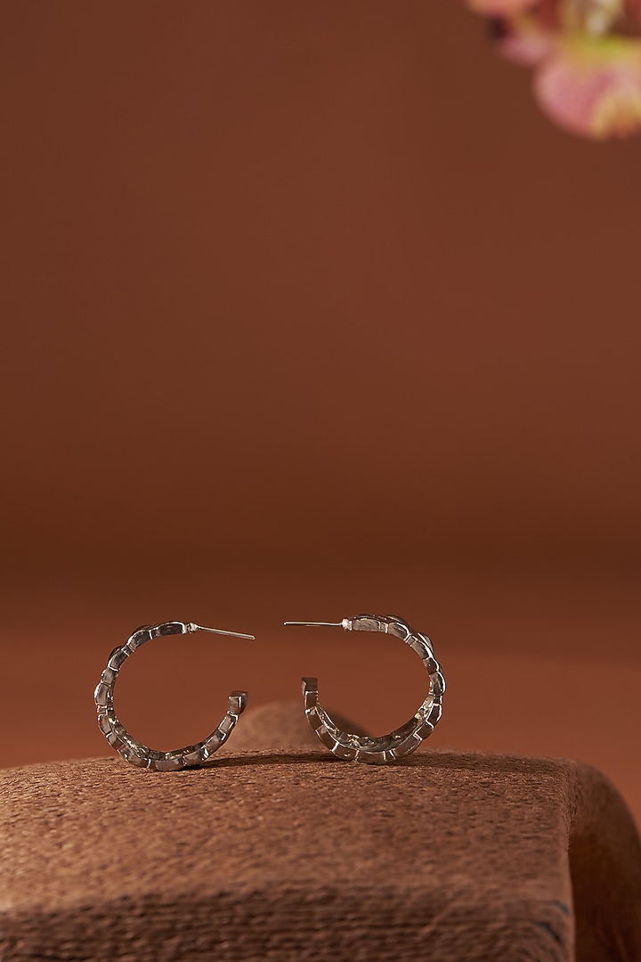 Silver Finish Mia Hoop Earrings by Hermosa By Srishti Bajaj at Pernia's Pop Up Shop
