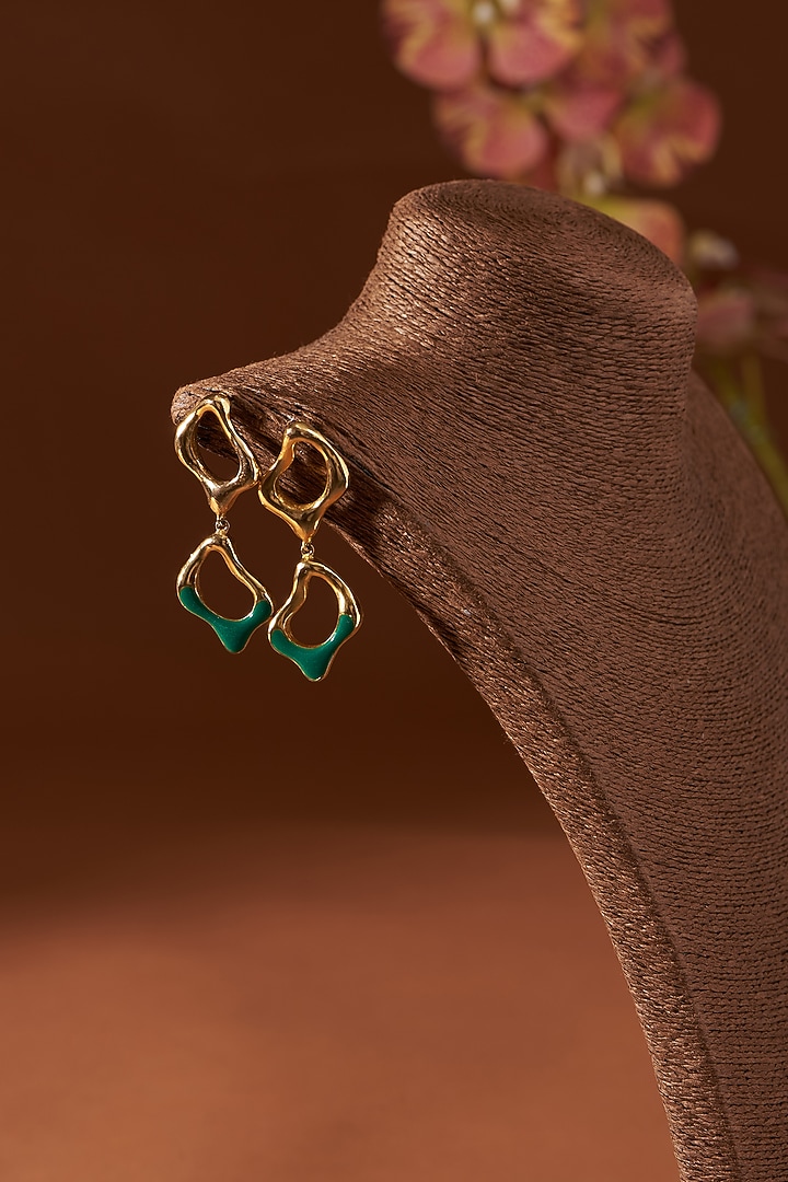 Gold Plated Enamelled Dangler Earrings by Hermosa By Srishti Bajaj at Pernia's Pop Up Shop
