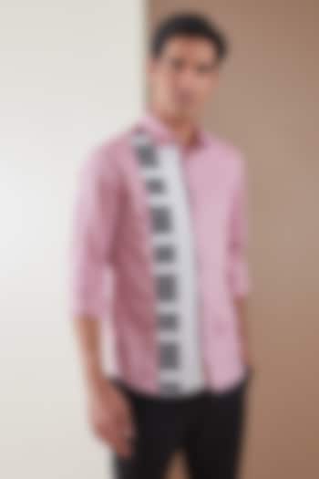 Cameo Pink Pure Cotton Color Blocked Shirt by HE SPOKE