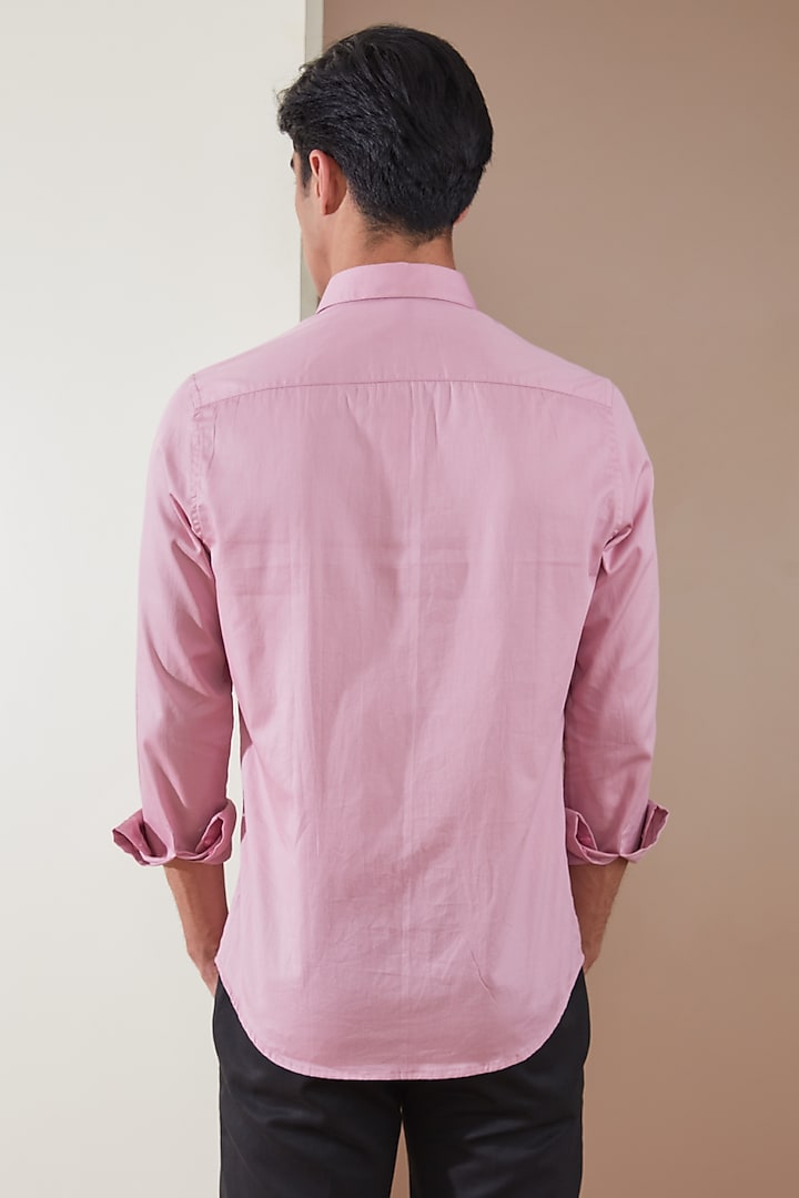 Cameo Pink Pure Cotton Color Blocked Summer Shirt by HE SPOKE at Pernia's Pop Up Shop