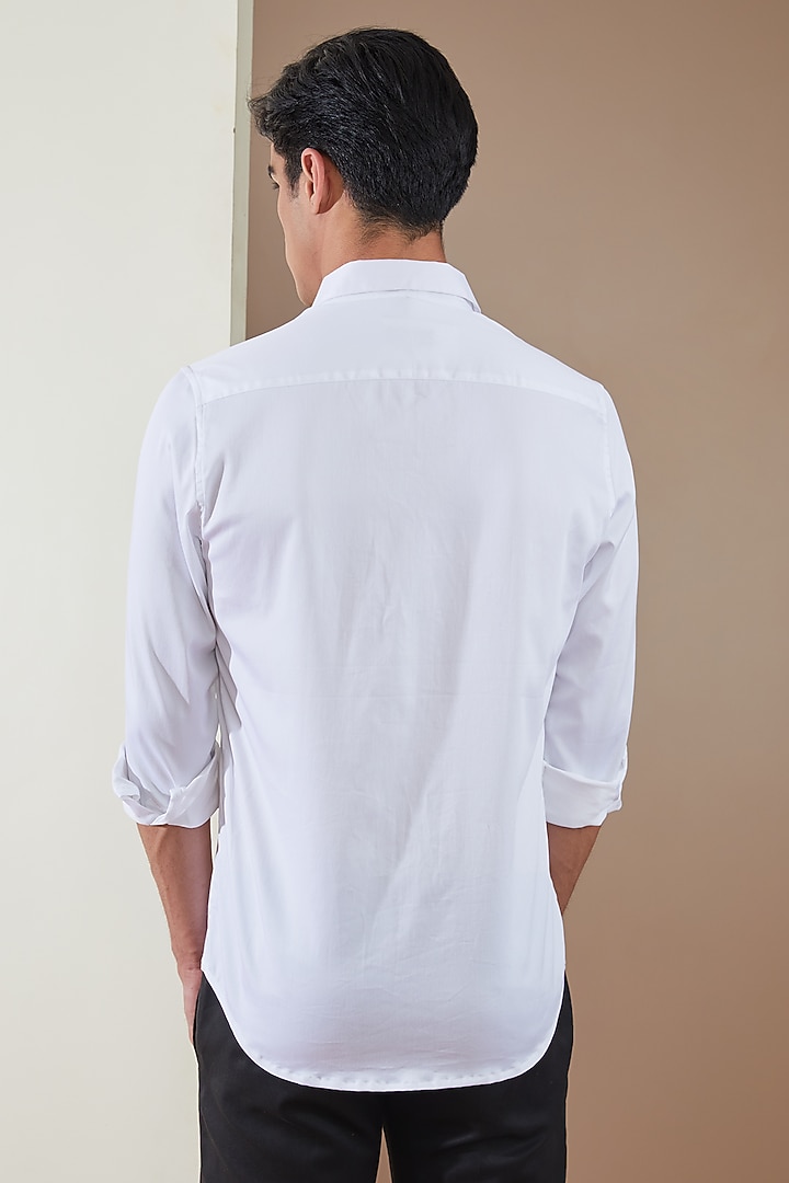 White Pure Cotton Pleated Summer Shirt by HE SPOKE at Pernia's Pop Up Shop