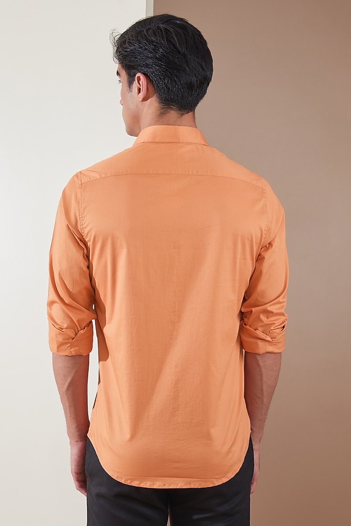Tangerine Pure Cotton Embroidered Summer Shirt by HE SPOKE at Pernia's Pop Up Shop