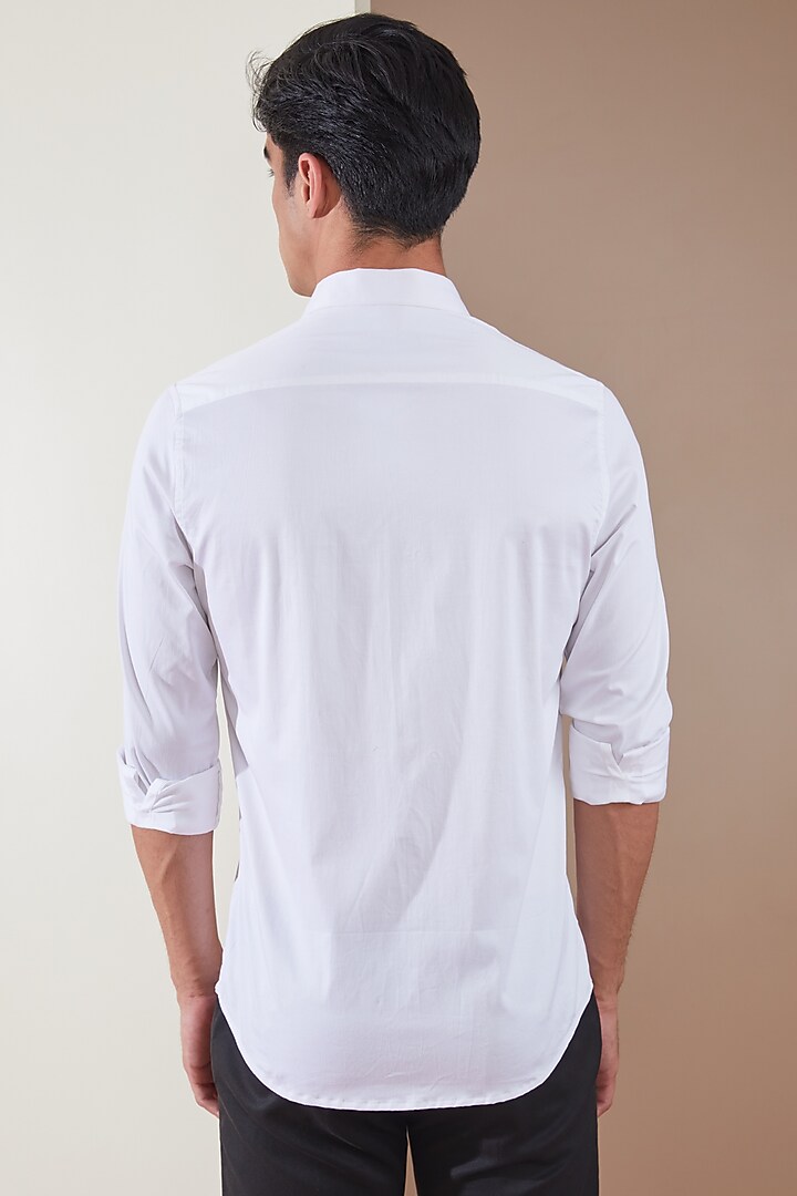 White Pure Cotton Printed Summer Shirt by HE SPOKE at Pernia's Pop Up Shop