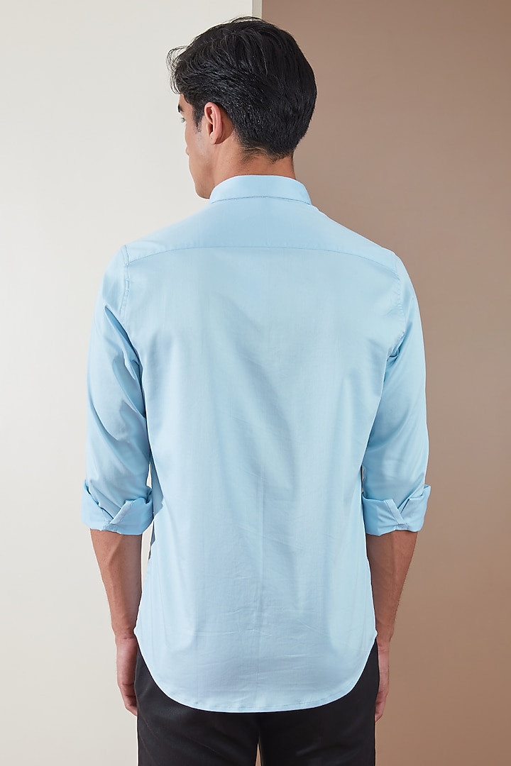 Powder Blue Pure Cotton Harness Style Summer Shirt by HE SPOKE at Pernia's Pop Up Shop