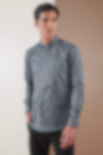 Metal Grey Pure Cotton Embroidered Shirt by HE SPOKE