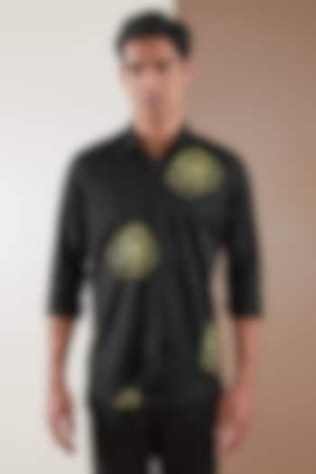 Black Pure Cotton Printed Summer Shirt by HE SPOKE at Pernia's Pop Up Shop