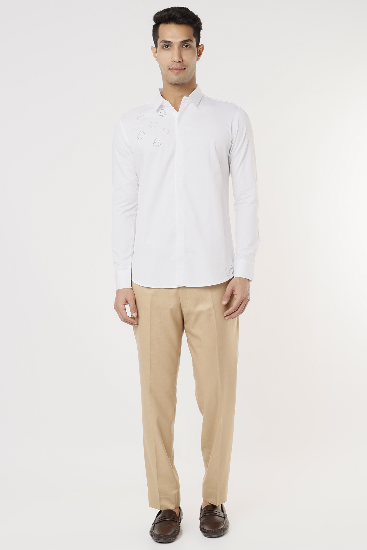 White Embroidered Shirt by HE SPOKE