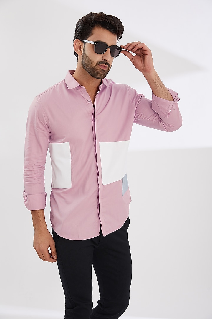 Cameo Pink Cotton Twill Shirt by HE SPOKE