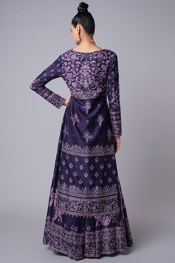 Purple Embroidered Kurta & Ghagra Look by Hemant Trevedi at Pernia's Pop Up Shop