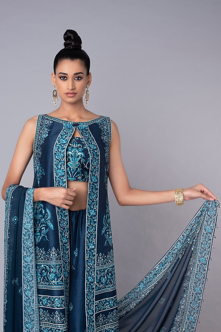 Blue Embroidered Jacket Look by Hemant Trevedi at Pernia's Pop Up Shop