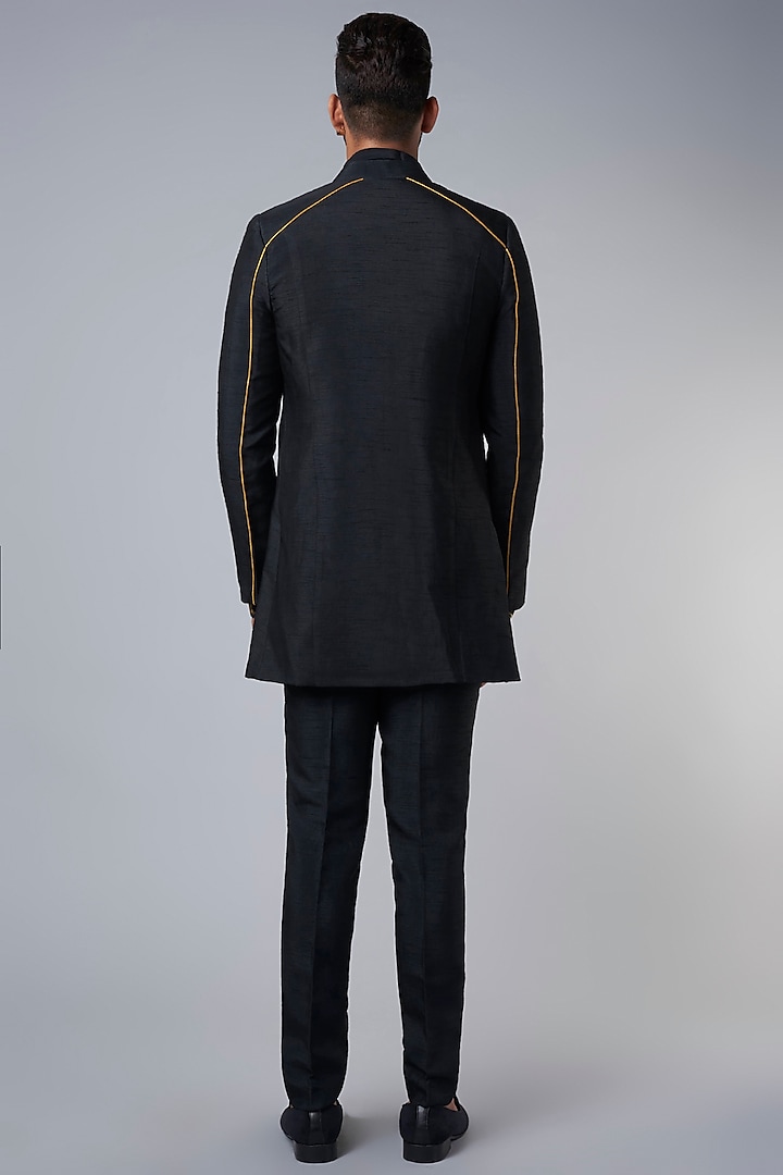 Peach Lycra Cotton Tuxedo Set by Hemant Trevedi Men at Pernia's Pop Up Shop