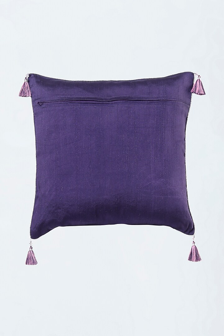 Purple Printed & Embroidered Cushion Cover by Hemant Trevedi at Pernia's Pop Up Shop