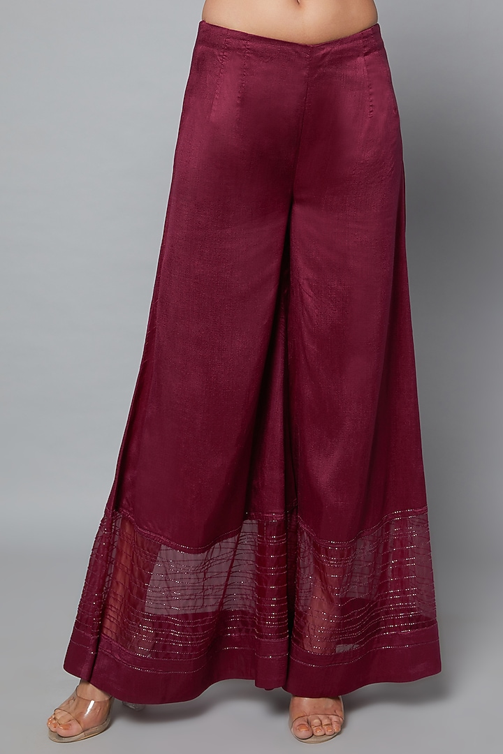 Wine & Black Ombre Embroidered Kaftan Set by Hemant Trevedi at Pernia's Pop Up Shop