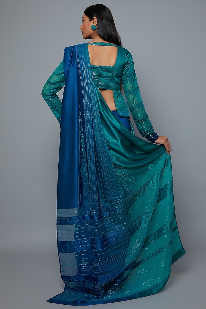 Aqua Blue Ombre Saree