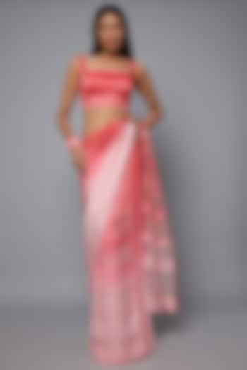 Pink & Blush Ombre Pre-Stitched Saree Set by Hemant Trevedi