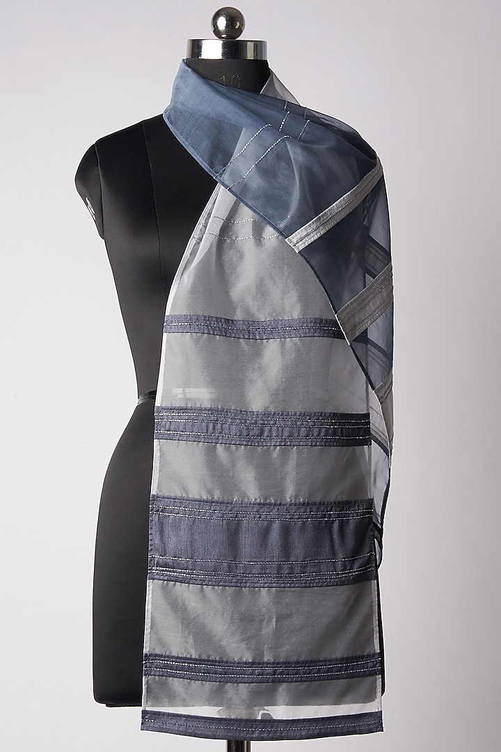 Grey Ombre Embroidered Stole by Hemant Trevedi at Pernia's Pop Up Shop