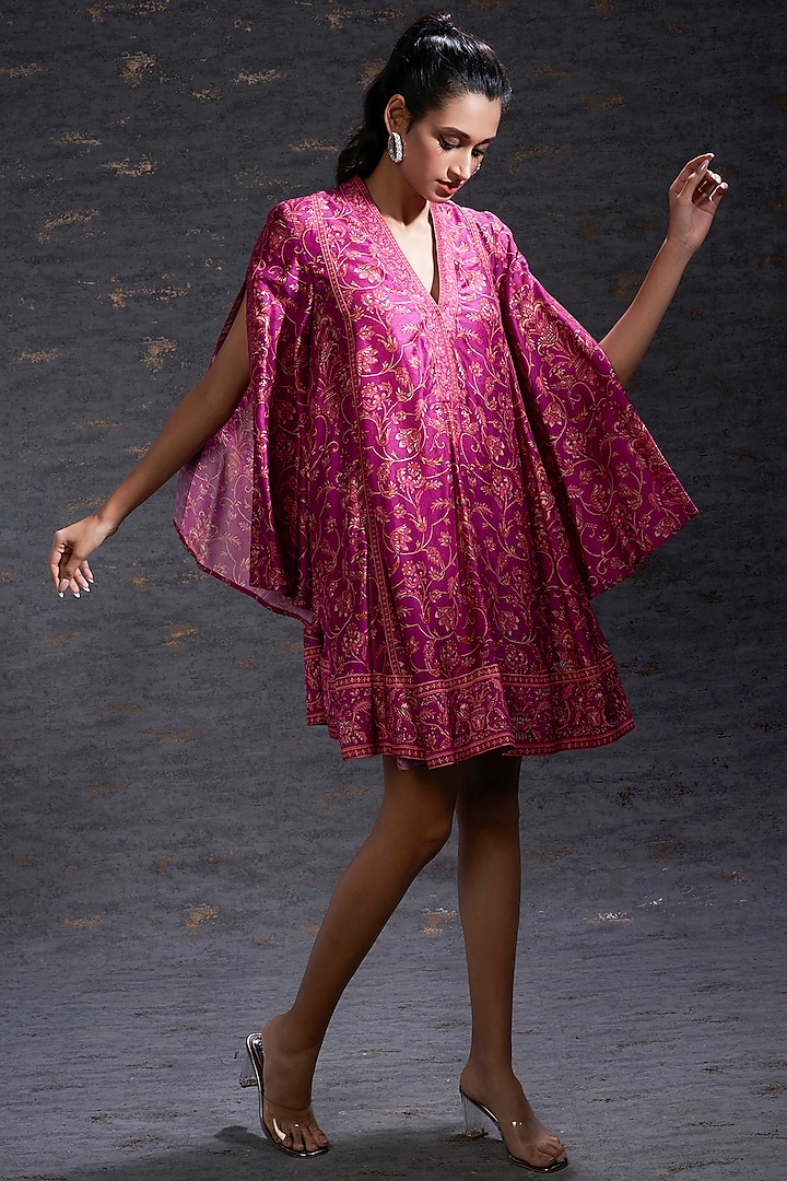 Magenta Oversized Tent Dress by Hemant Trevedi