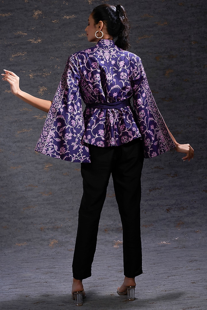 Purple Printed Jacket by Hemant Trevedi at Pernia's Pop Up Shop