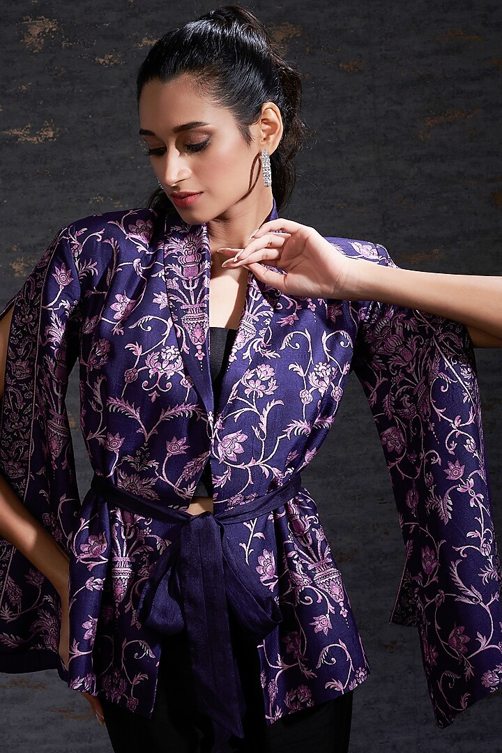 Purple Printed Jacket by Hemant Trevedi at Pernia's Pop Up Shop