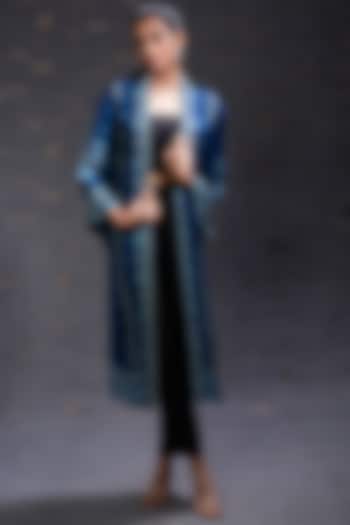 Blue Printed Cape by Hemant Trevedi at Pernia's Pop Up Shop