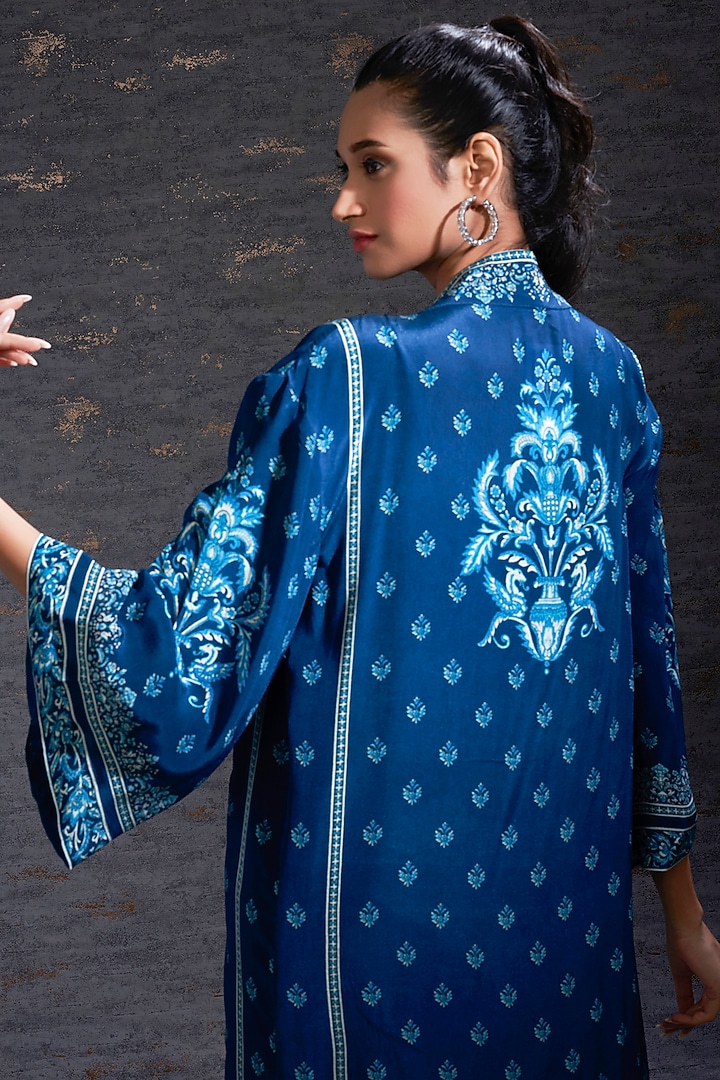 Blue Printed Cape by Hemant Trevedi at Pernia's Pop Up Shop