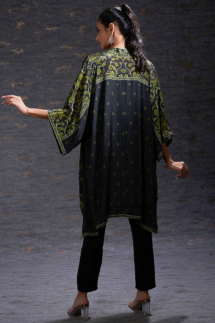 Black & Olive Printed Cape by Hemant Trevedi at Pernia's Pop Up Shop
