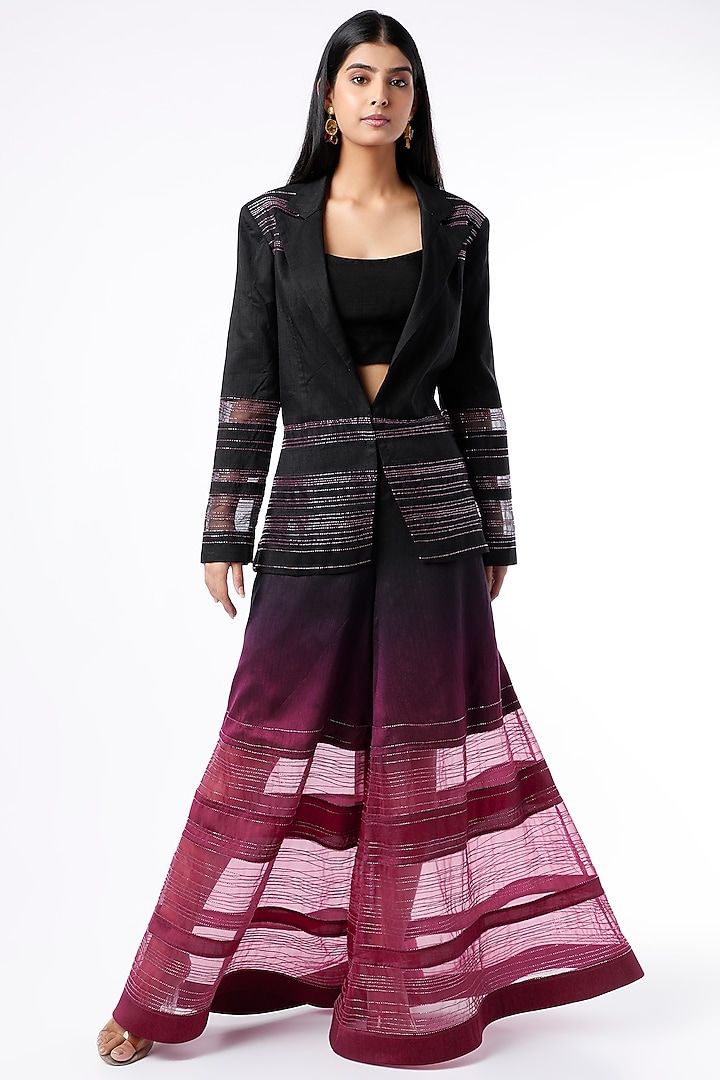 Wine Ombre Jacket Set by Hemant Trevedi at Pernia's Pop Up Shop