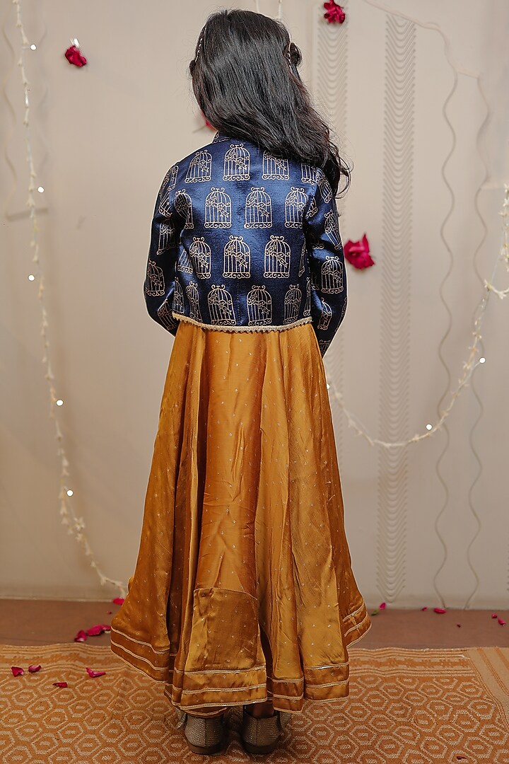 Royal Blue Embellished Jacket Set For Girls by Tiny Colour at Pernia's Pop Up Shop