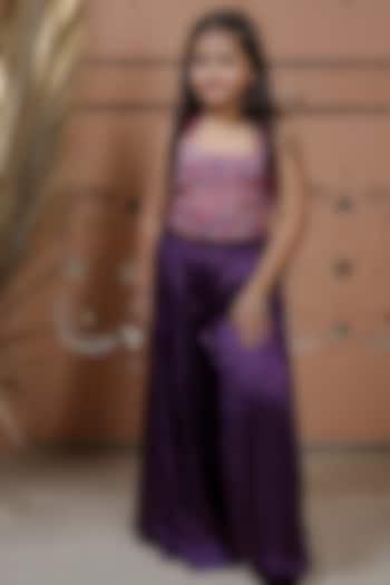 Purple Modal Sharara Set For Girls by Tiny Colour at Pernia's Pop Up Shop
