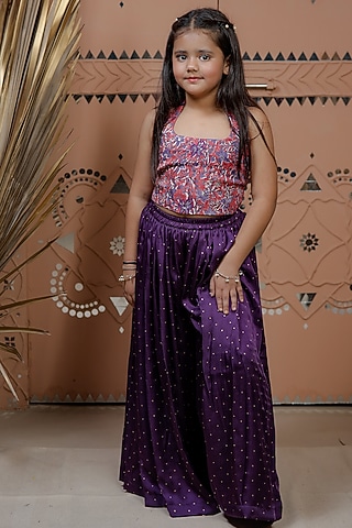 Purple Modal Sharara Set For Girls by Tiny Colour
