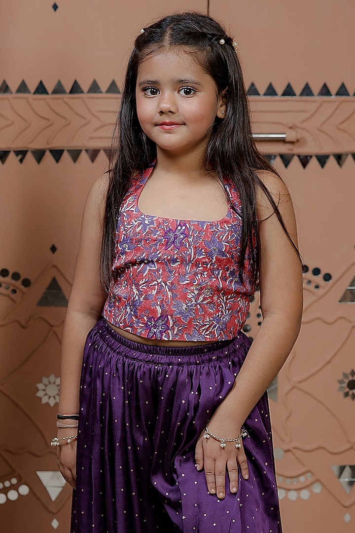 Purple Modal Sharara Set For Girls by Tiny Colour at Pernia's Pop Up Shop