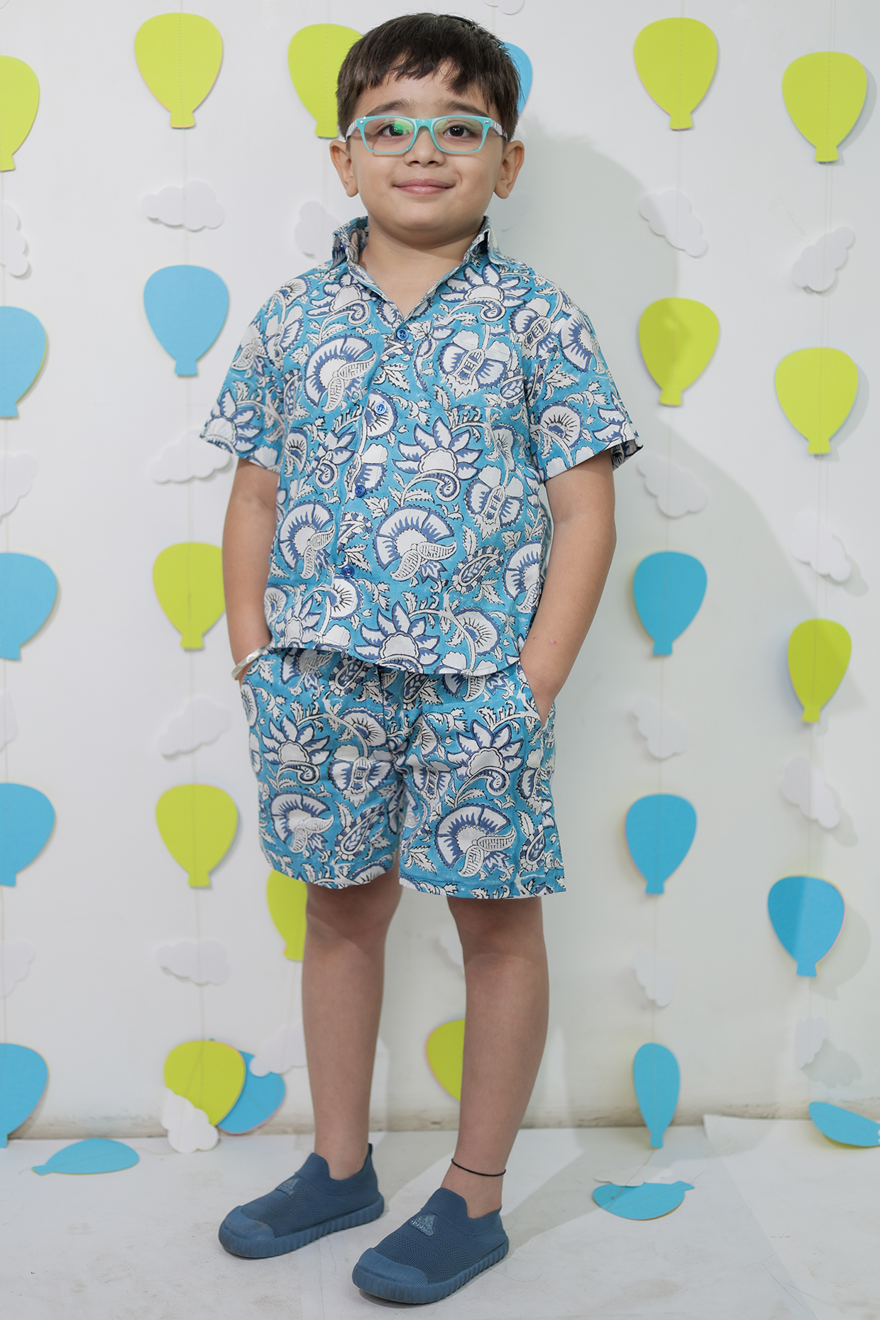 Blue Cotton Co-Ord Set For Boys by Tiny Colour