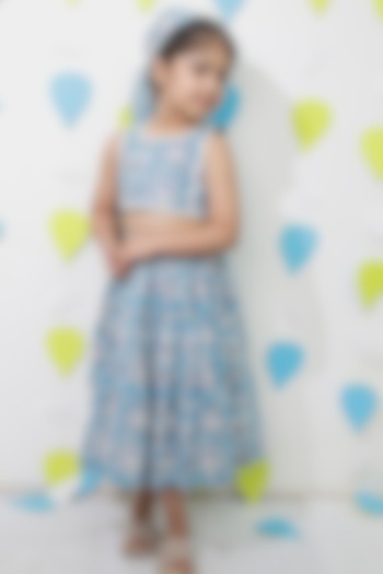 Blue Cotton Printed Co-Ord Set For Girls by Tiny Colour at Pernia's Pop Up Shop