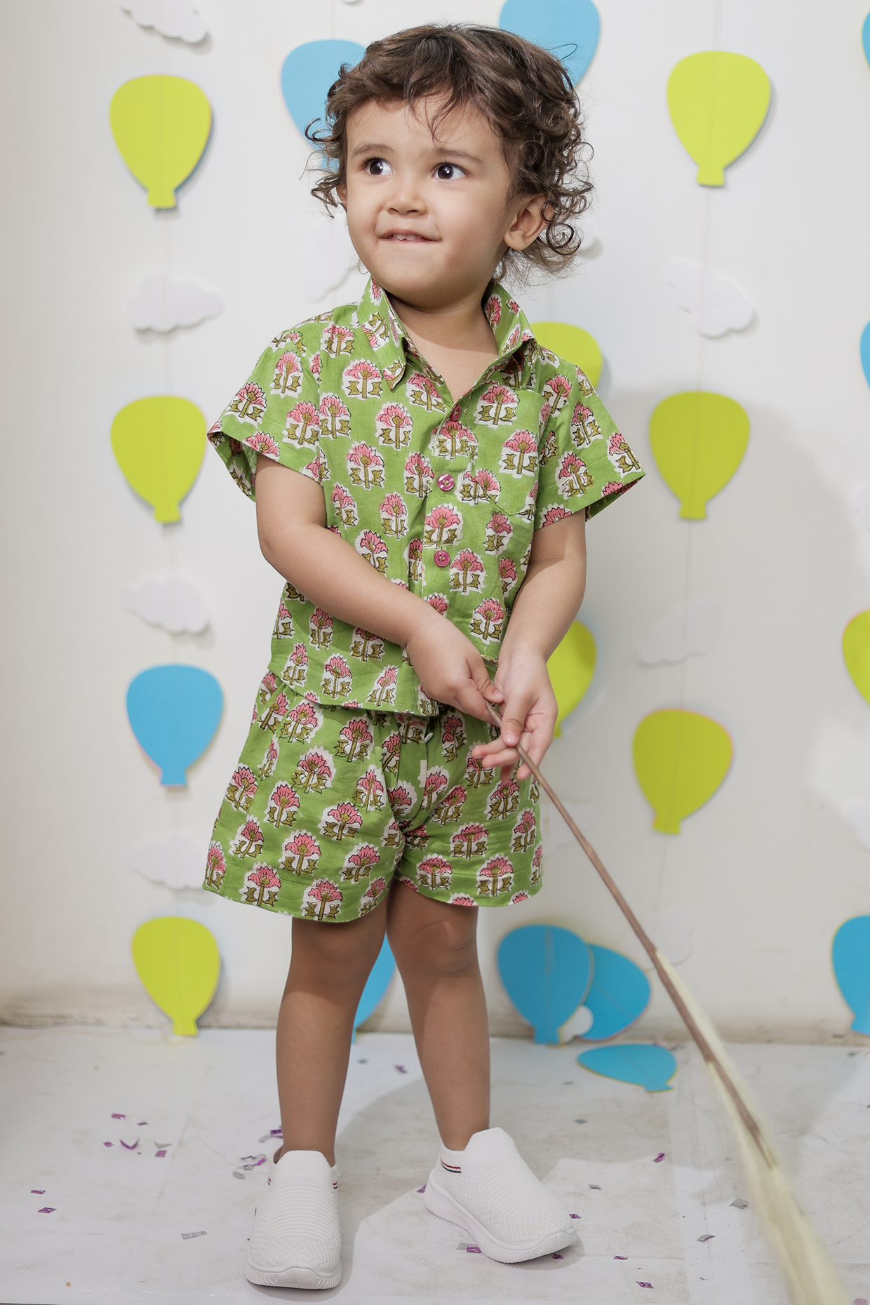 Green Cotton Co-Ord Set For Boys by Tiny Colour