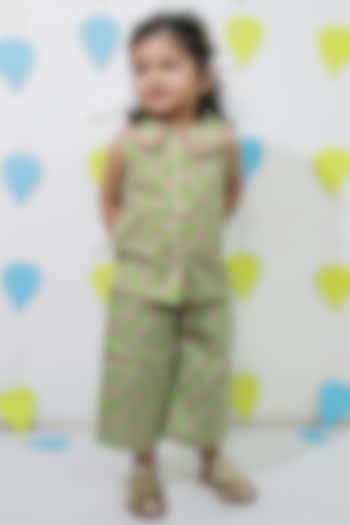 Green Cotton Co-Ord Set For Girls by Tiny Colour at Pernia's Pop Up Shop