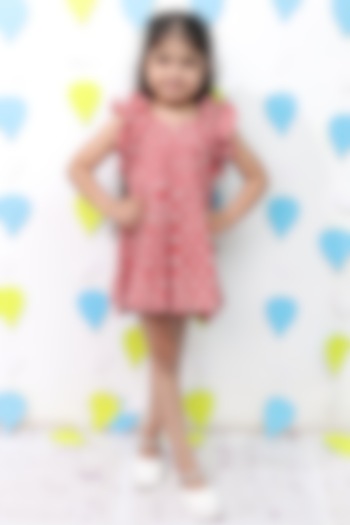 Red Cotton Dress For Girls by Tiny Colour at Pernia's Pop Up Shop