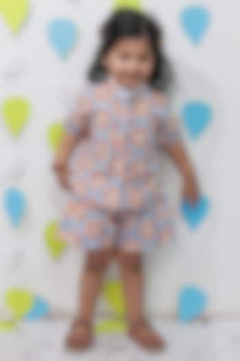 Blue & Orange Cotton Printed Co-Ord Set For Girls by Tiny Colour at Pernia's Pop Up Shop