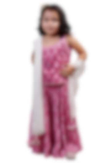 Pink Printed Sharara Set For Girls by Tiny Colour