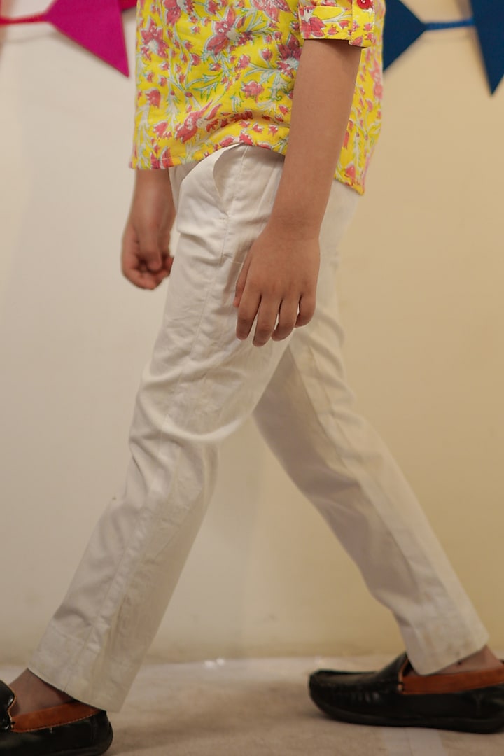 Yellow Mul Mul Printed Shirt For Boys by Tiny Colour at Pernia's Pop Up Shop